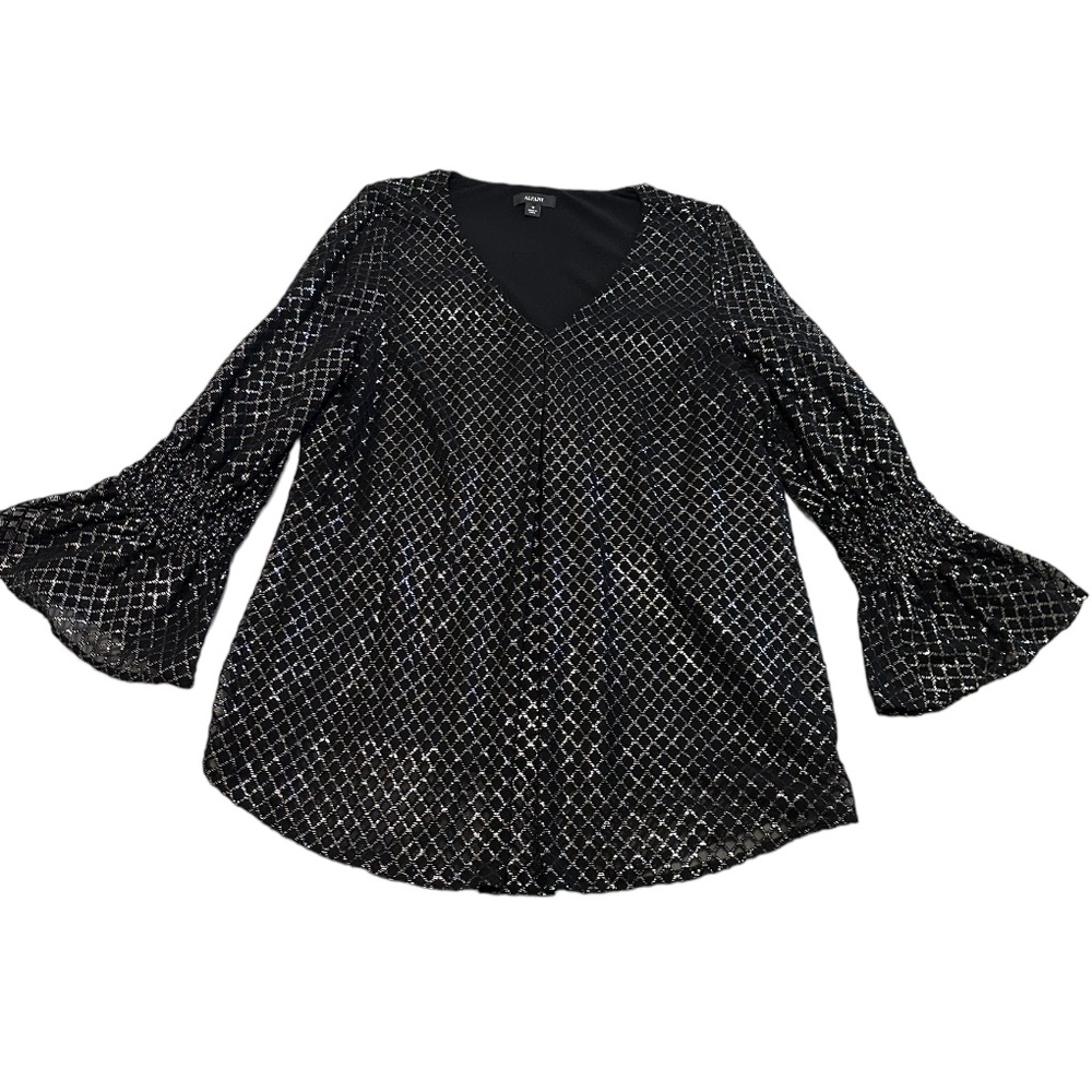 ALFANI Women’s 1X Silver and Black Blouse